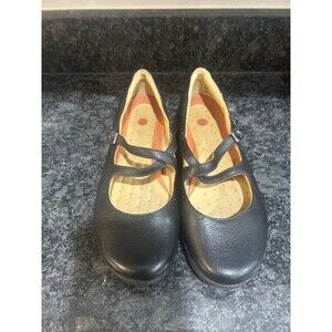 Clarks Unstructured Shoes Womens 7.5 W Mary Jane Black Leather Comfort Casual